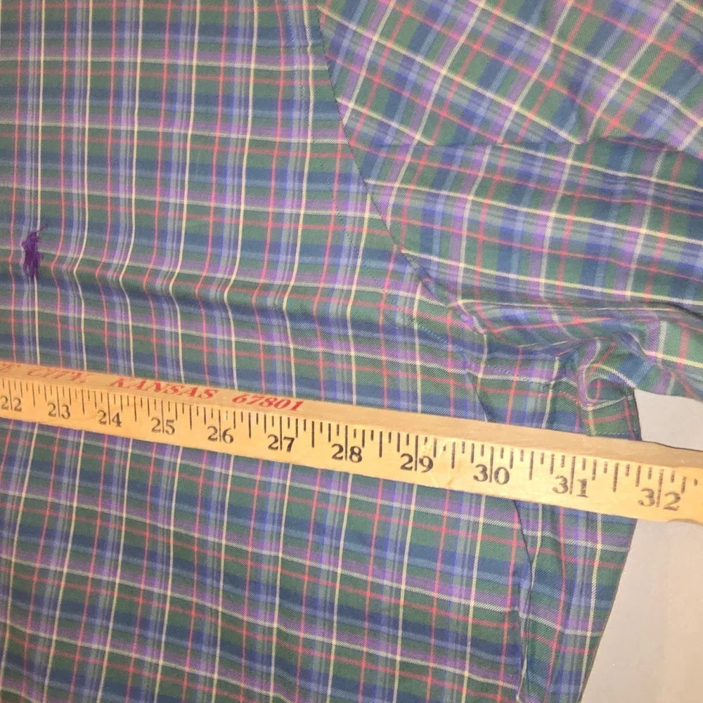 Ralph Lauren Button Down Shirt 3XLT Mens Green Blue Plaid Classic Fit NWT